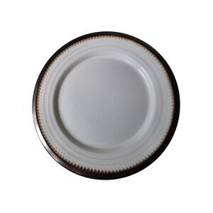 Set of 4 FOOD NETWORK Biscotti White Embossed Rim Brown 8" Salad Plate